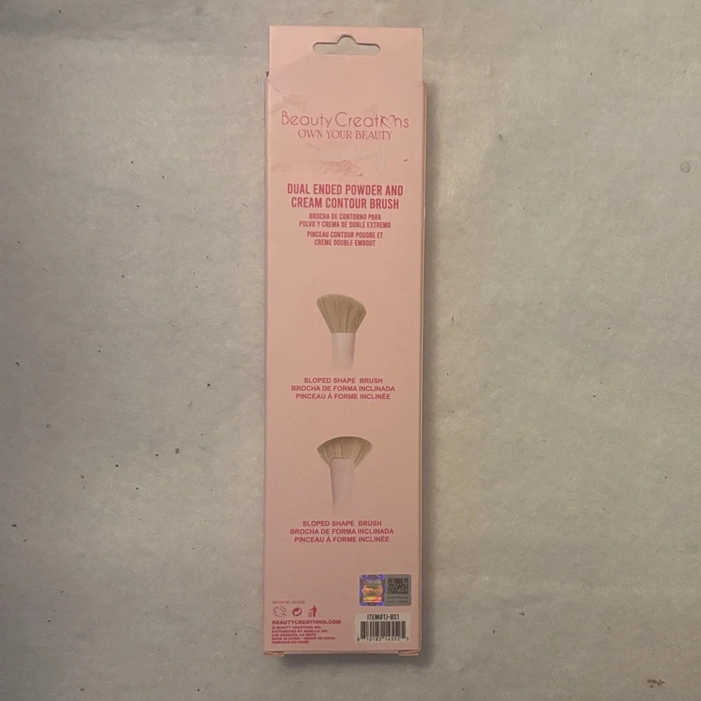 Beauty Creations Dual-Ended Angled Contour & Powder Brush - Pale Pink Travel